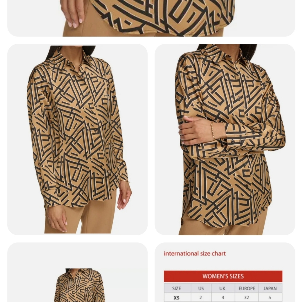 KARL LAGERFELD PARIS New! Women's Printed Oversized Shirt. Sz S. $89 Value